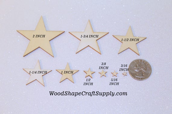 1000 Small 1 inch Wood Stars Craft Supply Flag Wooden Star DIY 1/" x 1/" x 1//8/"