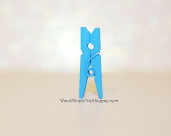 100- 1 Inch Light Blue Wood Clothespins - Mini Wooden Clothespins for Crafts - Photo Hanging - Miniatures - DIY Craft Supplies