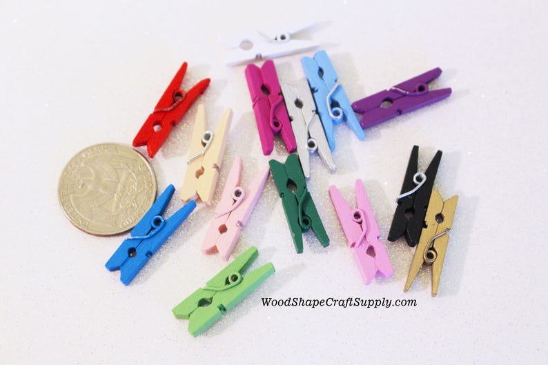100 1 Inch Fushia Wood Clothespins Mini Wooden Clothespins Etsy