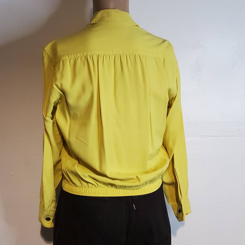 Vintage 40s Yellow Lace Up Longsleeve Rayon Gaucho Shirt Delmonico S Rockabilly