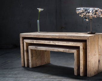 Reclaimed wood benches and coffee tables made in Italy - Patchwork Collection