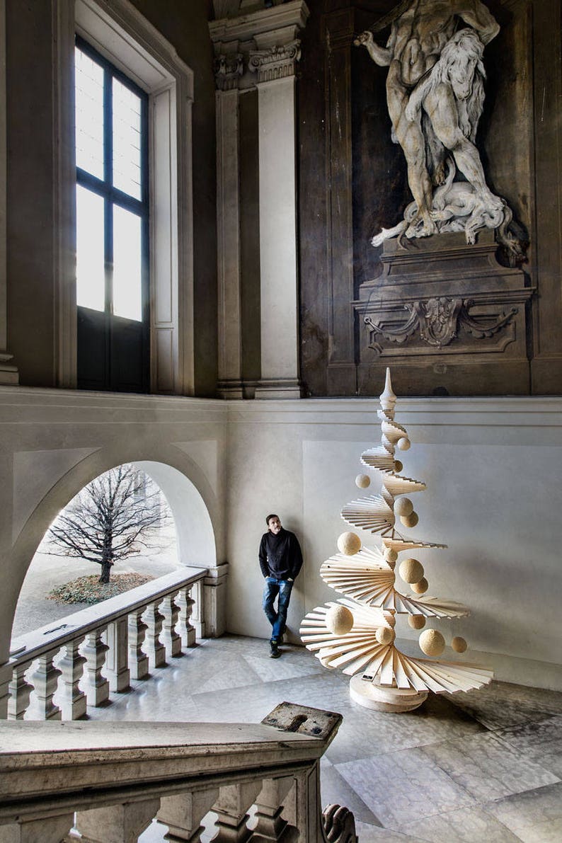 8 pezzi di ciondoli decorativi natalizi in legno, ornamenti naturali
