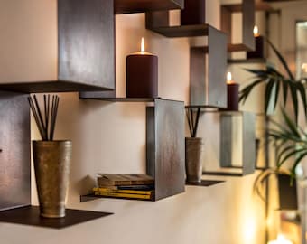 Corten steel bookcase | Modular bookcase | Wall bookcase | Design bookcase | Metal bookcase | Shelf | Bookcase