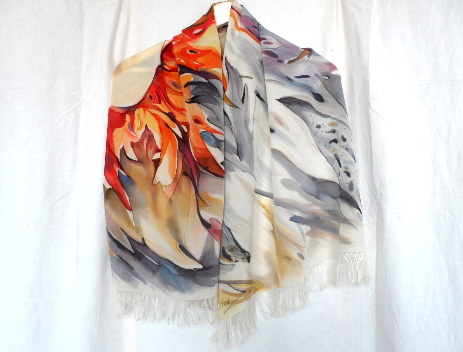 Handpainted Pure Silk Scarf flames Etsy UK