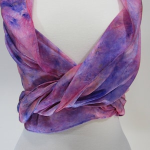Womens Silk Scarf/Shawl in Pinks, Purples, Magenta, Lavender