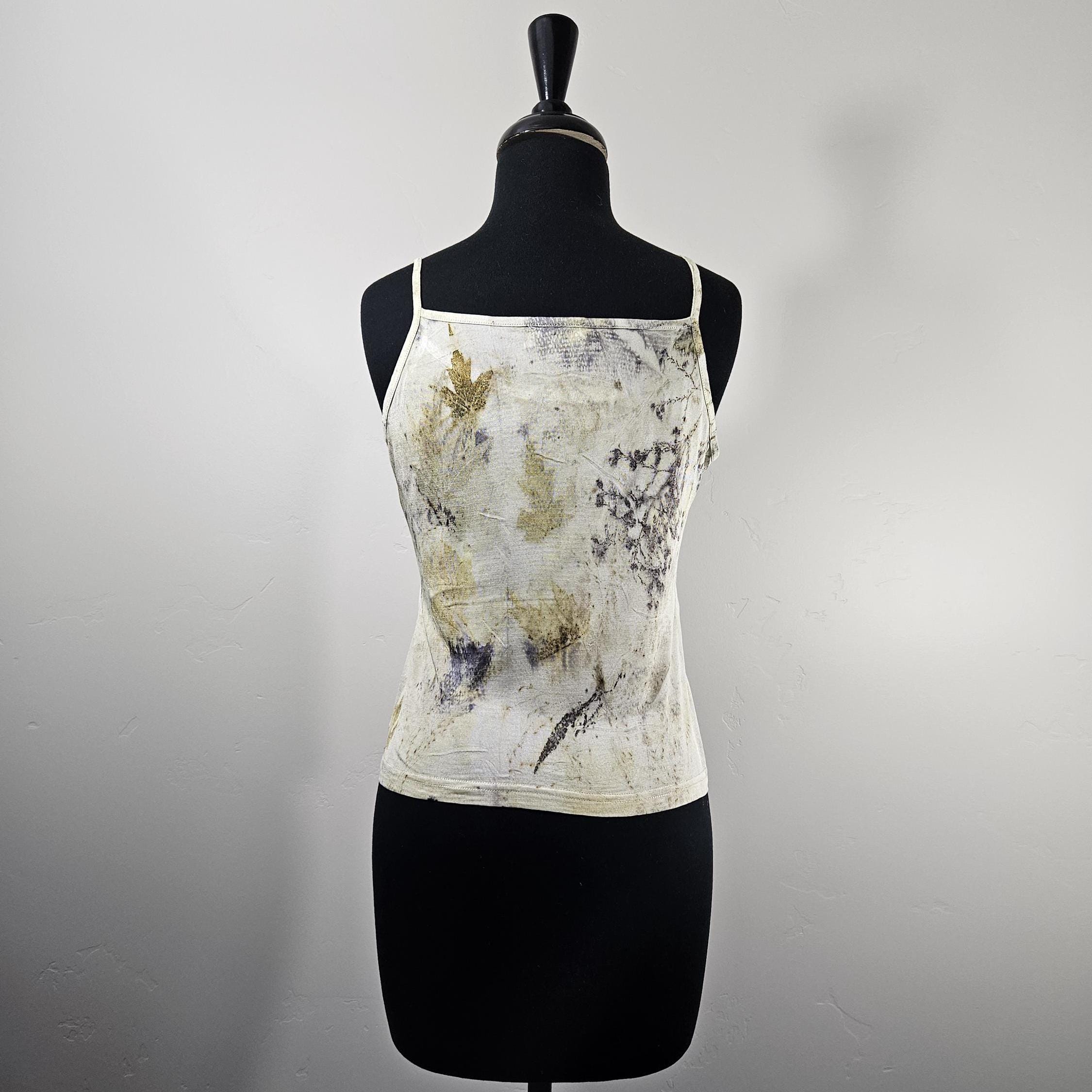 Eco-printed Botanical Silk Knit Camisole/tank Top, Naturally