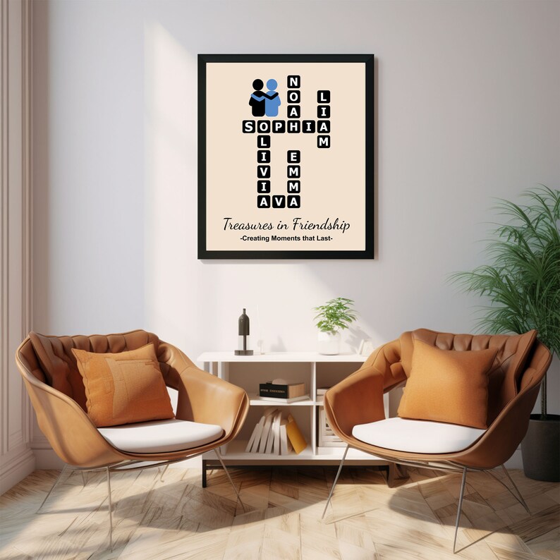 Custom Friends Crossword Puzzle Poster Personalized Digital Art - Etsy