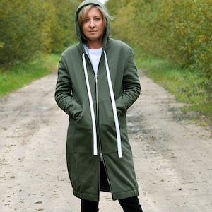 Long sweatshirt coat store