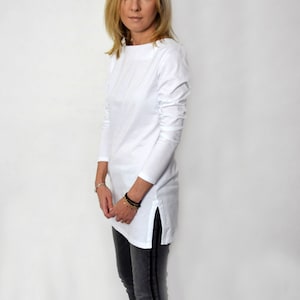 AMBER - 100% cotton blouse with cutouts on the sides - white / made in Poland / blouse and tunic / handmade