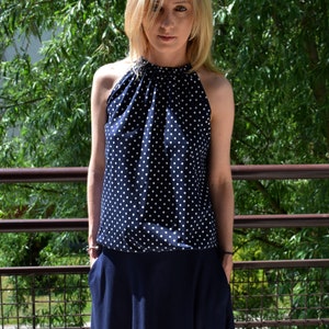 ATENA - Tied cotton tshirt / sleeveless top / summer top / top in polka dots / ATENA top