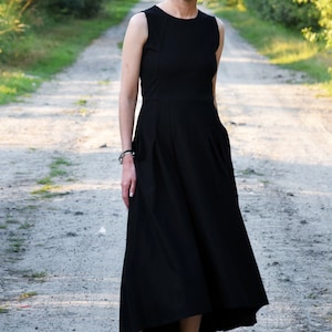 Cotton Sleeveless Maxi Dress with Pockets, Audrey dress