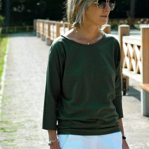 Cotton blouse, 3/4 sleeve blouse, CLER blouse