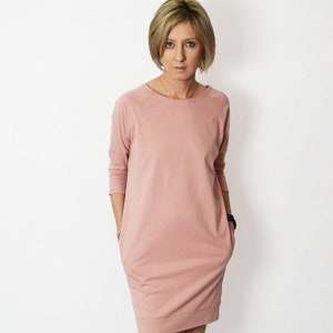 Baumwoll Tunika mit Taschen, lässiges Mini Kleid, Größe S-XXL, Carrie Kleid
