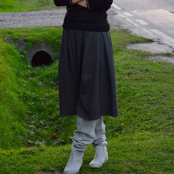 KARI - 100% cotton midi skirt / flared / graphite skirt / loose / more colours / product EU / autumn / winter / spring