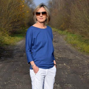 Cotton blouse / cotton t-shirt / handmade / denim blouse / top for women / CLER
