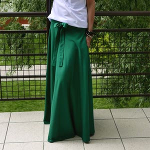 DRESCODE - long, 100% cotton skirt with a bow / max skirt / long skirt / summer - spring skirt / green skirt /  vintage / full skirt
