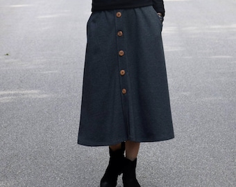 button front skirt etsy