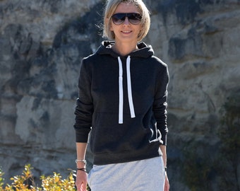 GAJA - women's hoodie / sweatshirt and large kangaroo pocket / 5 colours / Handmade by Sisters / dark gray hoodie / simple hoodie