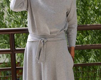 ADELA Midi Flared Baumwollkleid / Partykleid / 100% Baumwolle / Kleid mit Taschen / Damenkleid / Midikleid / Kleid für die Arbeit / elegant