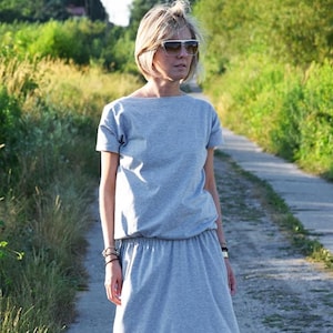 Long summer dress, cotton maxi dress, gray dress, CLEO dress