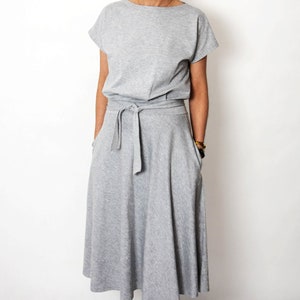 LUCY Midi Flared cotton dress form Poland / handmade dress / 100% cotton dress / vintage dress / spring / summer / made in Poland Gray