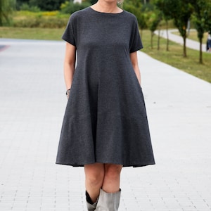 Cotton mini dress with short sleeves SMILE