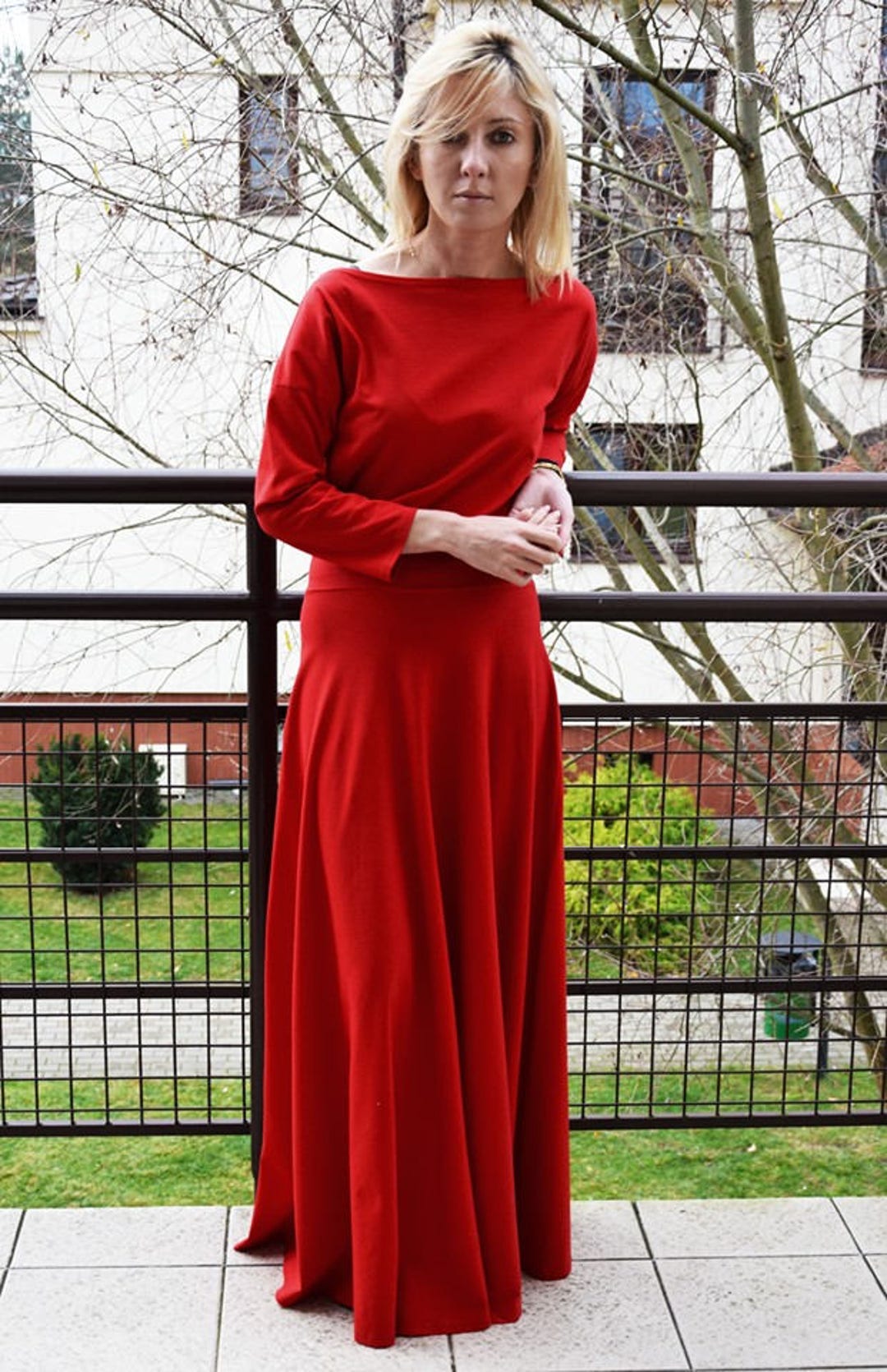 KORNELIA LONG Cotton DRESS / Maxi Cotton Dress / Long Sleeve - Etsy