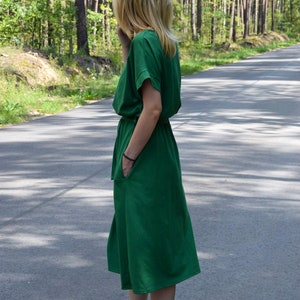 MANILA Cotton midi dress green / party dress / summer dress / dress for autumn / loose dress image 2