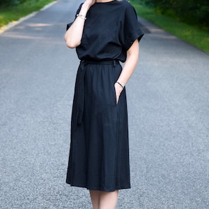 MANILA Cotton midi dress black / party dress / summer dress / dress for autumn / loose dress / midi dress / made in Poland image 4
