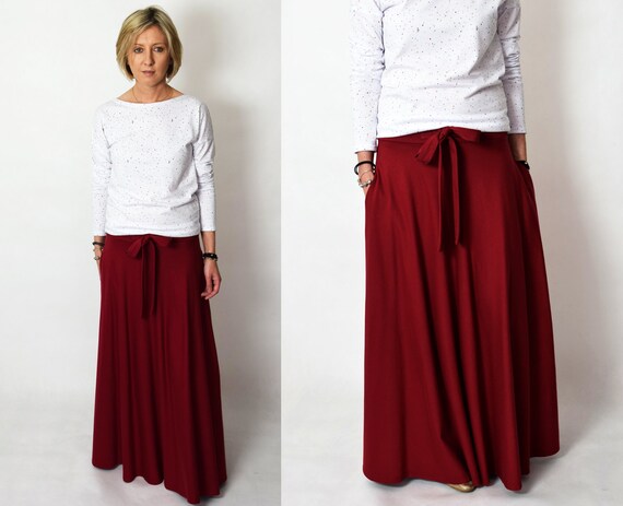 Dark red store maxi skirt
