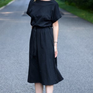 MANILA Cotton midi dress black / party dress / summer dress / dress for autumn / loose dress / midi dress / made in Poland image 3