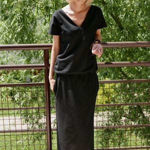 Maxi dress / cotton dress / dress with pockets / long dress / V-neck / MYSTERY dress