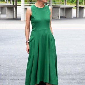 Katoenen jurk, maxi-jurk, mouwloze jurk, jurk met zakken, vrijetijdsjurk, AUDREY-jurk,