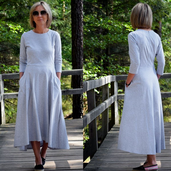 ROBIN - langes 100% Baumwollkleid / Vintage Kleid / handgemachtes Kleid / made in Poland / Frühlingssommer