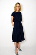 LUCY - Midi dress, cotton dress, long midcalf belt dress, Long cotton dress for woman, waist belt dress, A dress, dress  with pockets