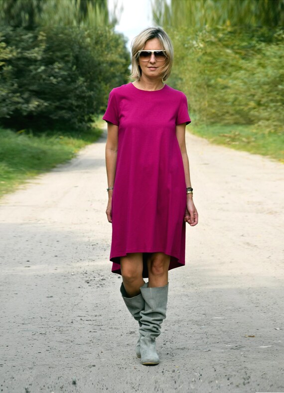 Khaki Cotton A-Line Dress, Mini Dress with Pockets