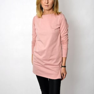 Cotton Long Sleeve Tunic Top, Minimalist Blouse, XS-XXL, AMBER blouse