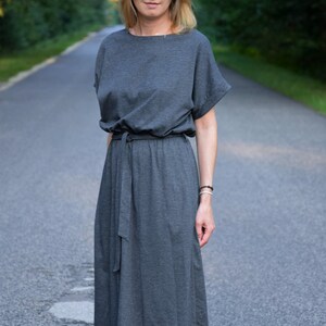 MANILA Cotton midi dress black / party dress / summer dress / dress for autumn / loose dress / midi dress / made in Poland Graphite