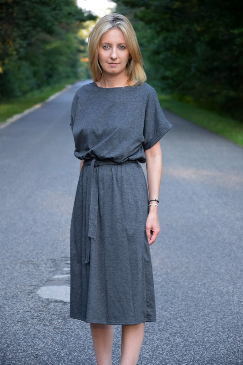 MANILA Cotton midi dress black / party dress / summer dress / dress for autumn / loose dress / midi dress / made in Poland Graphite