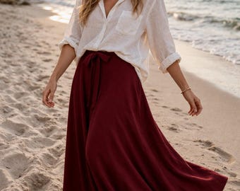 Baumwoll Tellerrock mit Taschen: Schleife Taille