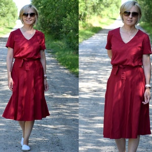 DIXIE - Midi Flared cotton dress form Poland / handmade dress / 100% cotton dress / vintage dress / spring / summer / V neckline / pockets