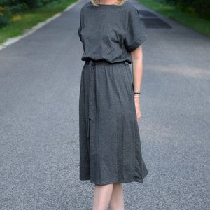 MANILA Cotton midi dress green / party dress / summer dress / dress for autumn / loose dress Graphite