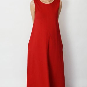 Baumwoll Maxikleid: Langes Damenkleid mit Taschen