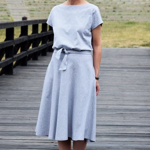 LUCY Midi Flared Baumwollkleid aus Polen / handgemachtes Kleid / 100% Baumwolle / Vintage Kleid / Frühling / Sommer / 10 verschiedene Farben Grau