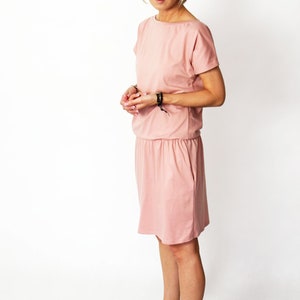 Mini dress / cotton dress / dress with pockets / loose dress / dirty pink / SPALLA dress