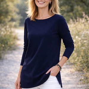 Bluzka bawełniana z długim rękawem, minimalistyczny top, bluzka AMBER