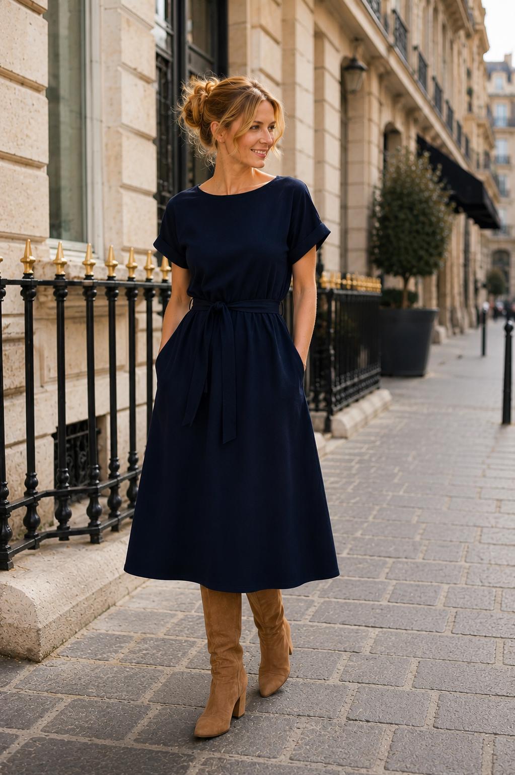 muji linen dress 2019 Kapok Blend Double Gauze Dress main image 1