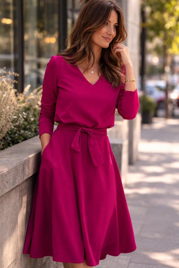 fuchsia cotton dress Emily McCarthy Poppy Dress Fuchsia Fedora Cotton Poplin XXS