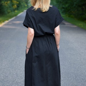MANILA Cotton midi dress black / party dress / summer dress / dress for autumn / loose dress / midi dress / made in Poland image 2