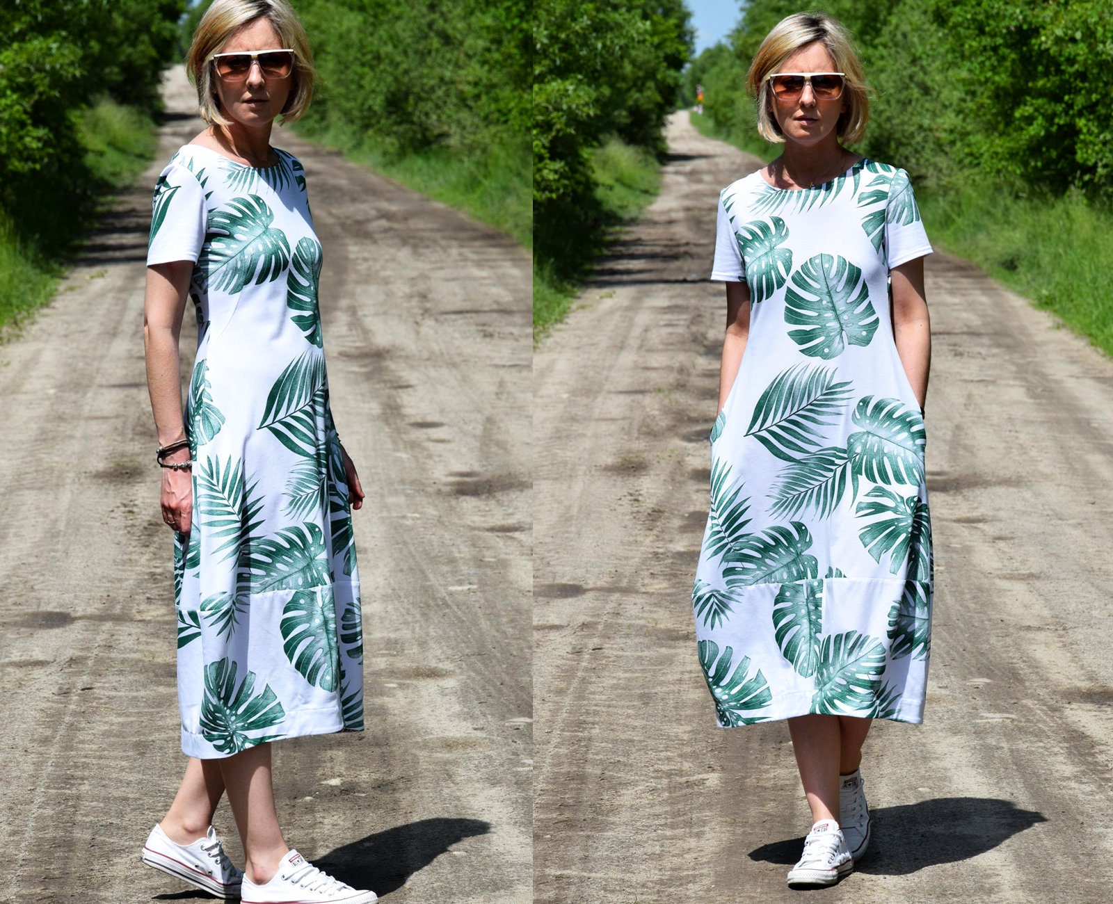 MILANO Katoenen jurk met korte mouwen meer kleuren vintage jurk zomerjurk made in Poland Etsy Nederland